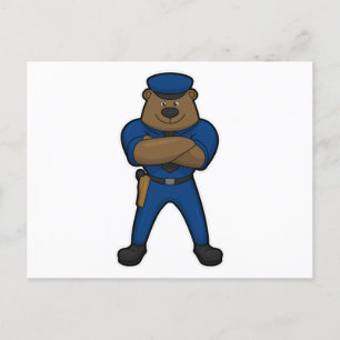 Carte Postale Policier Ours en uniforme