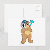 Carte Postale Policier ours Loupe (Devant / Derrière)