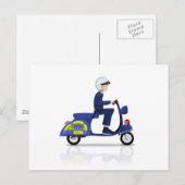 Carte Postale Policier sur Scooter (Devant / Derrière)