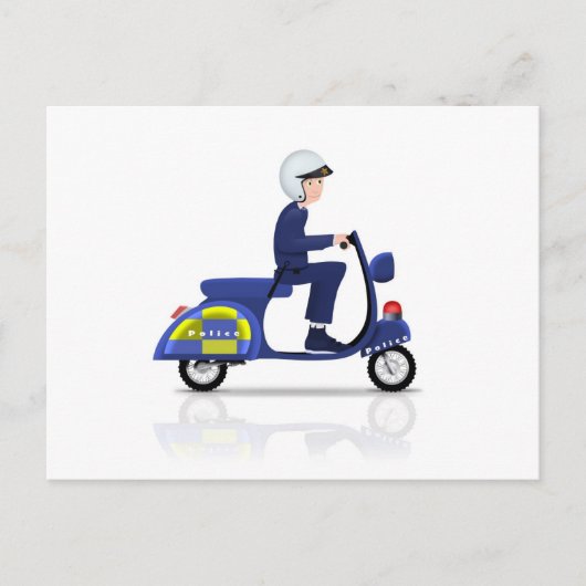 Carte Postale Policier sur Scooter (Devant)