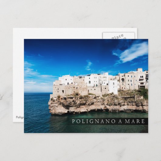 Carte Postale Polignano a Mare maisons sur une falaise dans les  (Devant / Derrière)