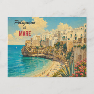 Carte Postale Polignano a Mare vintage - Côte de Pouille Italie