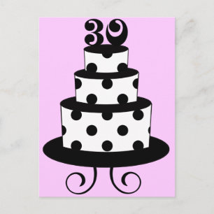 Carte Postale Polka Dot 30e gâteau d'anniversaire