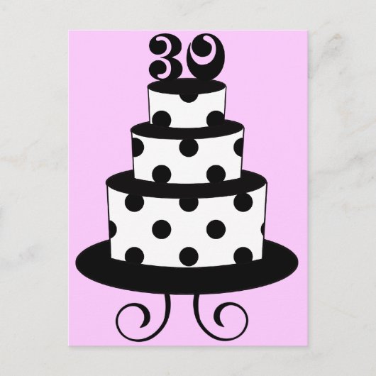 Carte Postale Polka Dot 30e gâteau d'anniversaire (Devant)