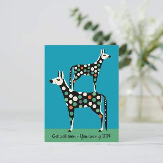 Carte Postale Polka Dot Deer bff va bien bientôt (Debout devant)