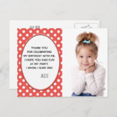 Carte Postale Polka rouge et blanc point d'anniversaire Merci ph (Devant / Derrière)