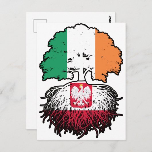 Carte Postale Pologne Pologne Irlande Irlande Arbre drapeau (Devant / Derrière)