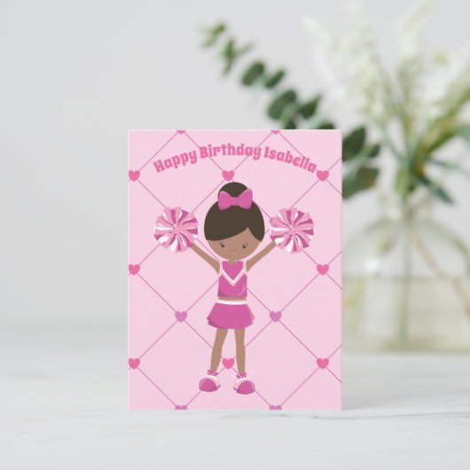 Carte Postale Pom-Pom Girl Afro-Américaine Fille Personnalisée A (Debout devant)
