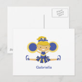 Carte Postale Pom-pom girl bleu et or (Devant / Derrière)