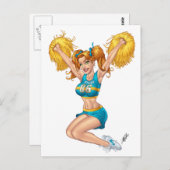 Carte Postale Pom-pom girl Cheerlead sur mesure par Al Rio (Devant / Derrière)