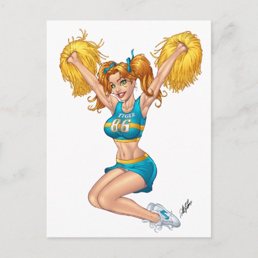 Carte Postale Pom-pom girl Cheerlead sur mesure par Al Rio (Devant)