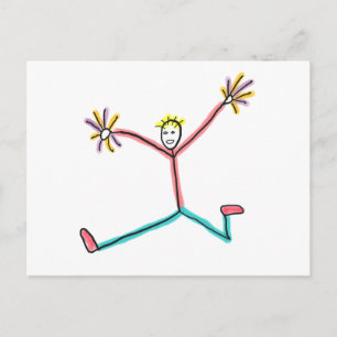 Carte Postale Pom-Pom Girl Figure Collée Bâton