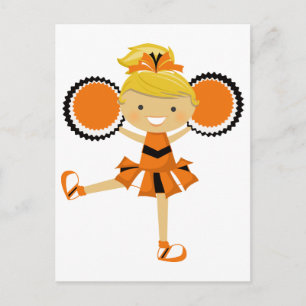 Carte Postale Pom-pom girl orange, noir et blanc