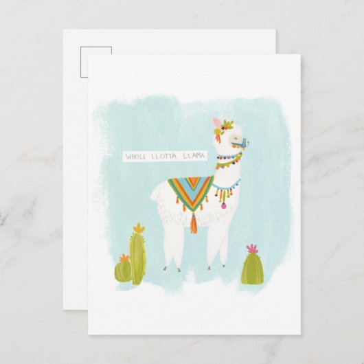 Carte Postale Pom Pom Llama Rama - Toute Lotta Llama (Devant / Derrière)