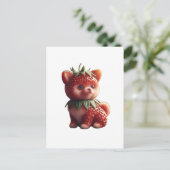 Carte Postale Pomeranian aux fraises (Debout devant)
