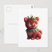 Carte Postale Pomeranian aux fraises (Devant / Derrière)