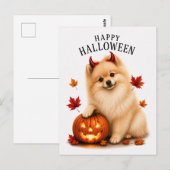 Carte Postale Pomeranian Halloween (Devant / Derrière)