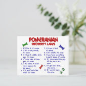 Carte Postale PoMERANIAN - Lois sur les propriétés 2 (Debout devant)