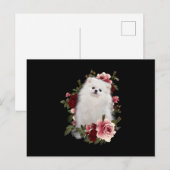 Carte Postale Poméranien avec fleur (Devant / Derrière)