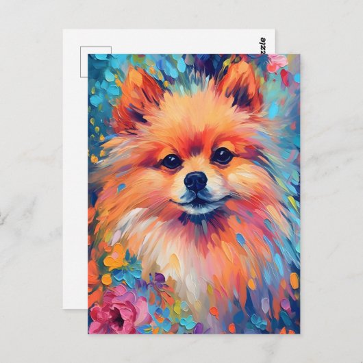 Carte Postale Poméranien coloré (Devant / Derrière)