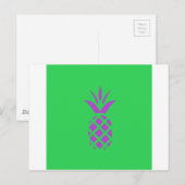 Carte Postale Pomme de pin violet en vert. (Devant / Derrière)
