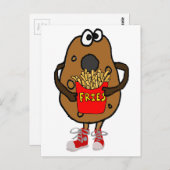 Carte Postale Pomme de terre drôle mangeant la bande dessinée de (Devant / Derrière)
