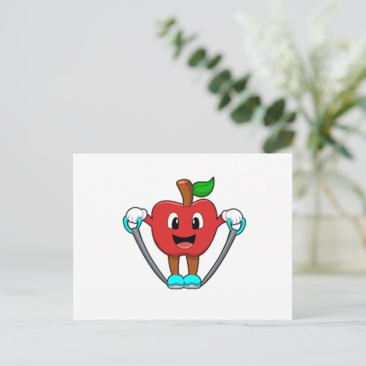 Carte Postale Pomme en forme avec corde (Debout devant)