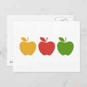 Carte Postale Pomme jaune rouge verte (Devant / Derrière)