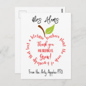 Carte Postale Pomme merci de nous aider à grandir enseignant (Devant / Derrière)