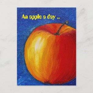 Carte Postale Pomme rouge - Peinture de la vie morte