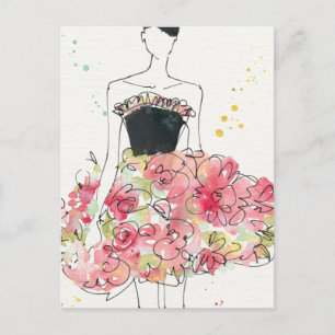 Carte Postale Pomme sauvage   Dessin de robe florale glamour