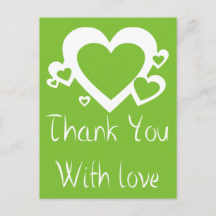 Carte Postale Pomme Vert Et Merci Blanc Coeurs Aimer