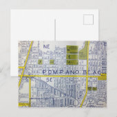 Carte Postale Pompano Beach, FL Vintage Map (Devant / Derrière)