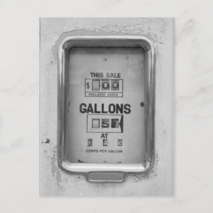 Carte Postale Pompe à carburant vintage / Numéro de téléphone du