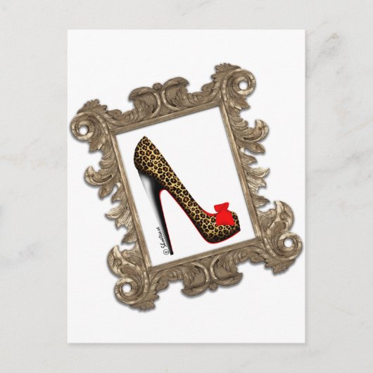 Carte Postale Pompe Leopard Stiletto encadrée (Devant)