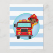 Carte Postale Pompier Camion Africain Américain Garçon (Devant)