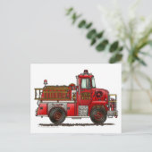 Carte Postale Pompier Camion volontaire (Debout devant)