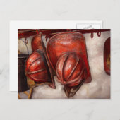 Carte Postale Pompier - Casquette - casquettes de feu à l'ancien (Devant / Derrière)