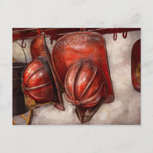 Carte Postale Pompier - Casquette - casquettes de feu à l'ancien