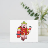 Carte Postale Pompier cochon Extincteur d'incendie (Debout devant)