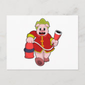 Carte Postale Pompier cochon Extincteur d'incendie (Devant)