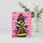 CARTE POSTALE POMPIER DAHSHUND (Debout devant)