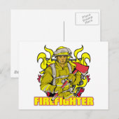 Carte Postale Pompier de travail (Devant / Derrière)