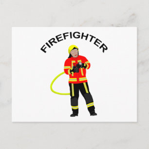 Carte Postale Pompier en vêtements d'engagement