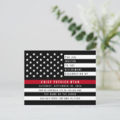 Carte Postale Pompier Mince Red Line American Flag Retraite (Debout devant)