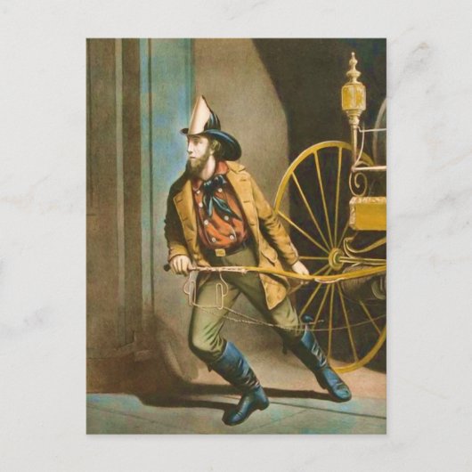Carte Postale Pompier victorien 2 "Le pompier américain" (Devant)