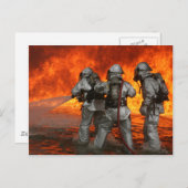 Carte Postale Pompiers combattant un incendie (Devant / Derrière)