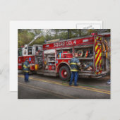 Carte Postale Pompiers - Le camion de pompiers moderne (Devant / Derrière)