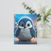 Carte Postale Poncho - Un pingouin doux pour bébé (Debout devant)