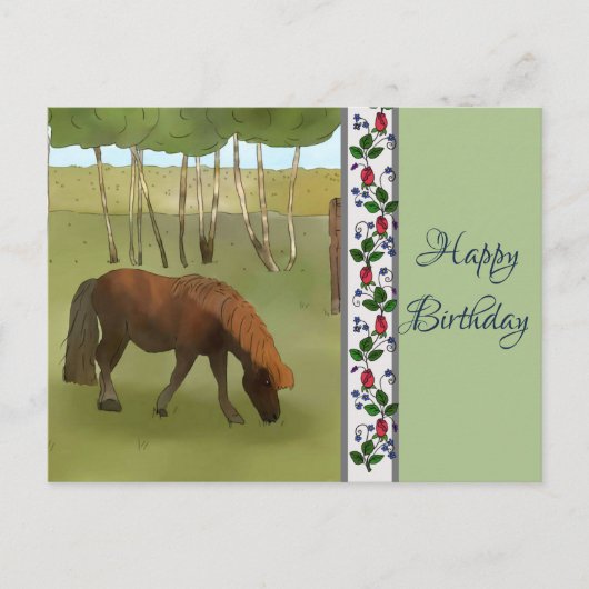 Carte Postale Poney dans le pâturage (Devant)